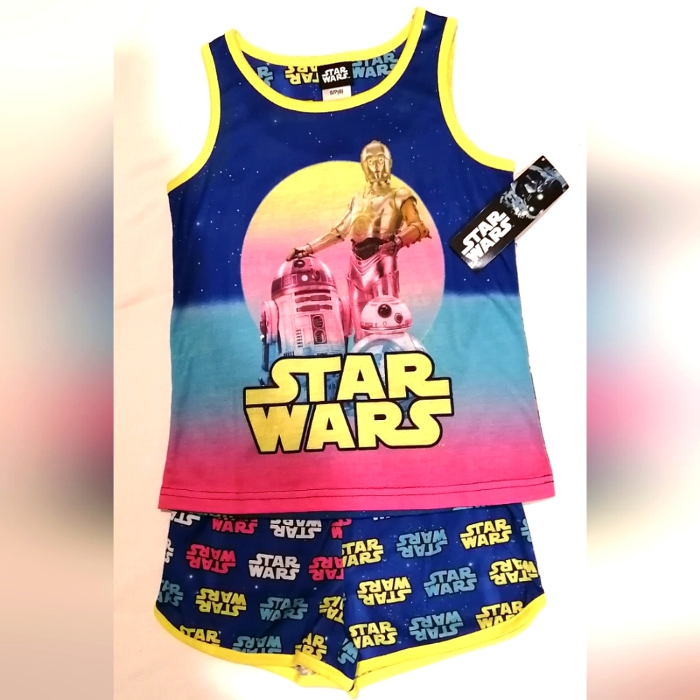 🔥SALE🔥 Star Wars R2D2 Girl's Blue Baby Doll Pajama Set NWT Size Small (6) - Picture 1 of 9